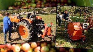 Kubota M8540 Apfelernte mit Obstauflesemaschine