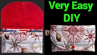 Super Easy Only 2 Pieces Of Fabric & The Wallet Is Done! Easy Step By Step Sewing Tutorial. Must Try