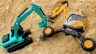 Story of the excavator being rescued from the sand - part 2 | toy construction vehicles collection