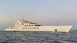 World’s largest Superyacht (by length) the 180.61m AZZAM docking in Gibraltar