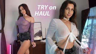 [4K] Transparent Try on Haul | Sheer Tops | Braless Fashion