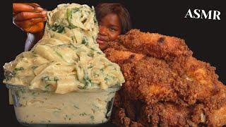 ASMR CHICKEN WINGS  & ALFREDO CREAMY PASTA MUKBANG (Talking) Life update |Sticky Eating Sounds