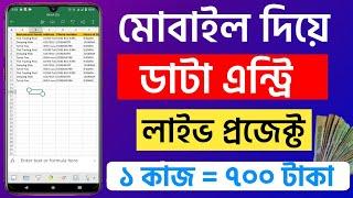 ডাটা এন্ট্রি কাজ মোবাইল দিয়ে করলাম ১ কাজ ৭০০৳ | Data entry work in mobile | Freelancing With Mobile