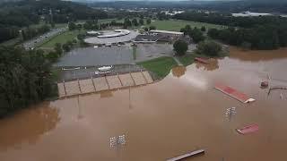 Freedom High School athletic fields under water, Hurricane Helene flooding