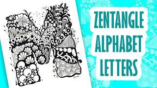 Zentangle art alphabet m || alphabet zentangle letters m || alphabet doodling m zentangle