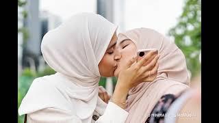 Lesbian Hijab Girls Sharing Beautiful Kissing Moments