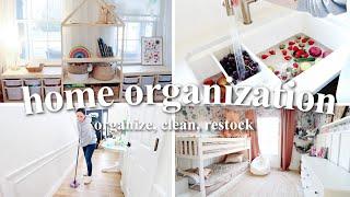 HOME ORGANIZATION, FRIDGE RESTOCK + CLEAN WITH ME | Decluttering and Organizing Motivation 2023