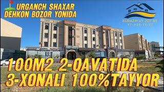 URGANCH SH MARKAZIDA DEHKON BOZOR YONIDA 4/2-QAVATIDA 3-XONALI 100M2 SOTILADI 55.000$ GALISHILADI