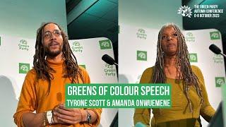 Greens of Colour Speech - Tyrone Scott & Amanda Onwuemene at Green Party Autumn Conference 2023