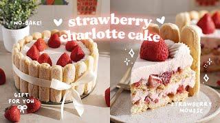 Strawberry Charlotte Cake  easy no-bake dessert recipe