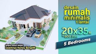 Rumah Minimalis 20x35 m 5 kamar tidur | sederhana tapi mewah #rumahminimalis #rumahgaris