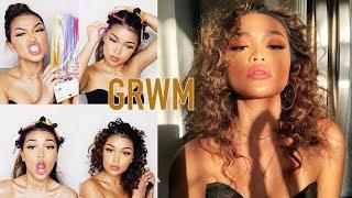 GRWM  Heatless Tight Curls + My Go To Makeup Tutorial