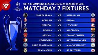 UCL FIXTURES TODAY [MATCHDAY 7] - UEFA CHAMPIONS LEAGUE 2024/25 MATCH SCHEDULE