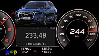 2024 Audi Q7 50 TDI 210 kW acceleration 0-60 mph 0-100 km/h 100-200 top max speed GPS drag 1/4 mile