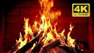  Cozy Fireplace 4K (12 HOURS). Fireplace with Crackling Fire Sounds. Fireplace Burning 4K