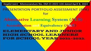 Video 223 - Batch 2021- 2022 Performance Portfolio for Assessment (PPA) Memo No. DM-CI-2022-126