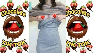 Cute chinese girl Nipp**  Chocolate TikTok challange