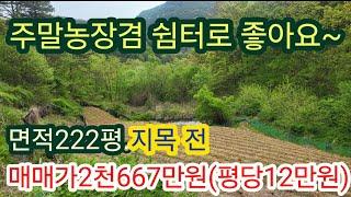 [4036] 성주땅 매매. 성주농지매매. 성주주말농장 매매. 성주군 용암면 죽전리(222평)(평당 12만원)[성주 부동산]