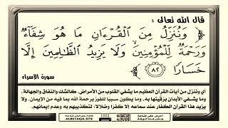 تكرار الاية وننزل  من القران ماهو شفاء ورحمة للمؤمنين ولا يزيد الظالمين الا خسارا