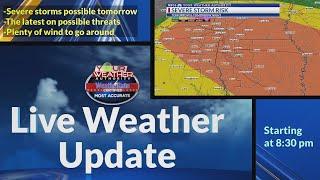 Live update 8:30 pm Monday:  Tuesday morning's storm threats...the latest