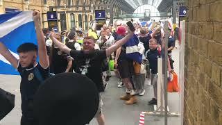 Scotland fans arriving in Kings Cross, London earlier.