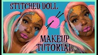 HALLOWEEN MAKEUP TUTORIAL | STITCHED DOLL | TAG COLLABORATION WITH PURPLEPINKRED