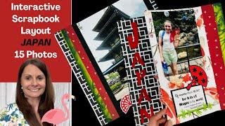 Interactive Scrapbook Pages | JAPAN | Epcot Disney World | 12x12 Scrapbook Ideas | Flip Pages