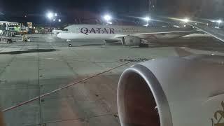 Emirates Boeing 777-300ER pushback, startup, taxi and takeoff at Muscat International Airport