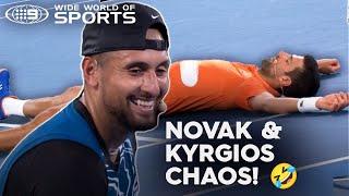 Kyrgios & Djokovic's hilarious exhibition match gets out of hand!  | Wide World of Sports