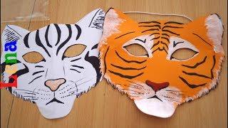 Tiger Maske basteln mit Lena Tiger zeichnen  Paper Tiger Face Mask DIY  маска тигра из бумаги