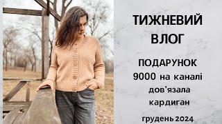 Тижневий влог. 9000 на каналі, дов'язала кардиган, подарунок. Грудень 2024