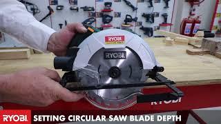 Adjusting circular saw depth.
