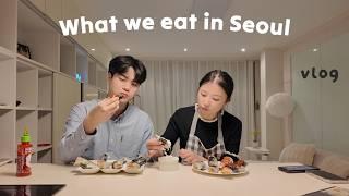 What we eat during a busy week: Easy meals, cooking at home, Korean food, Seoul Fashion Week | vlog