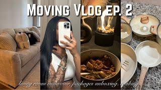 Moving Vlog Ep. 2  | Living room makeover, Packages unboxing, PLT haul, Cooking