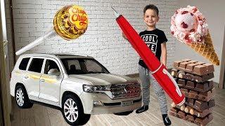 The magic pen turns the pictures into objects. New car. Video for kids.