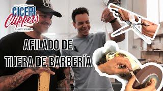 Tijera de barbería y técnica de afilado