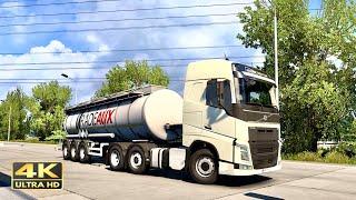 Euro truck simulator 2| realistic volvo fh with oil tanker | 4k graphics