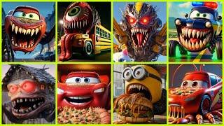 Lightning Mcqueen Eater VS Spider House Head VS School Bus Eater VS Minion ExE