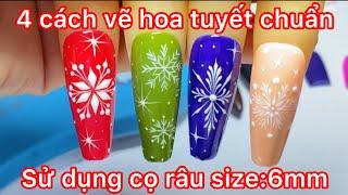 Mẫu nails noel 4 cách vẽ hoa tuyết cơ bản lên móng tay