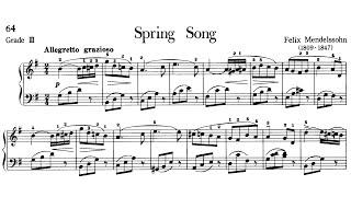 Piano Pieces for Children Grade 3 No.3 Mendelssohn Spring Song (P.64) Sheet Music