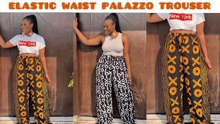 How to Cut and Sew a Palazzo Trouser with Elastic Waist Band and Rope / Beginner’s friendly