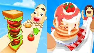 Sandwich Runner VS Pancake Run - All Levels Gameplay Android iOS Ep 1