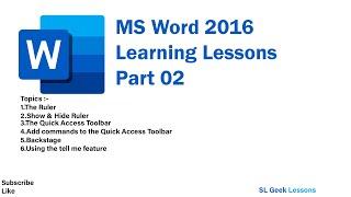 Microsoft Word 2016 Lesson 2- SL GEEK LESSONS.