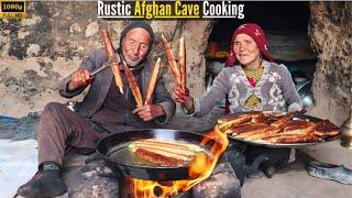 "Ancient Afghan Cave Life | Cooking Steak Busraq Like 2000 Years Ago"