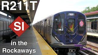 R211T SPEED testing in the Rockaways with Staten Island Express signage