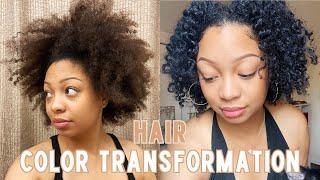 Dying my Natural Hair from Brown to Black 🫶 (at home transformation) | ShesYapah