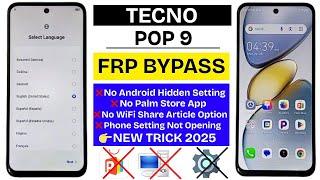Tecno Pop 9 Frp Bypass Android 14 Without PC | Wifi Share Article Not Work - New Working Method 2025