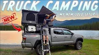 BEST Truck Camping Setup! My NEW Solo Truck Bed Camper Build (IT'S AWESOME)