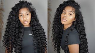 I MADE A FLIP OVER WIG! USING MOST NATURAL KINKY STRAIGHT HAIR + WAND CURLS| WEST KISS HAIR