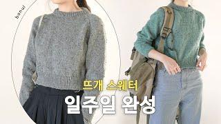 탑다운 입문자용 레글런 스웨터 이 영상 하나로 완전 정복 - 목 겹단 시작부터 뒷목단차 되돌아뜨기, 레글런 늘림, 마무리까지 | 바늘이야기 (크롭 레글런 탑다운 스웨터)